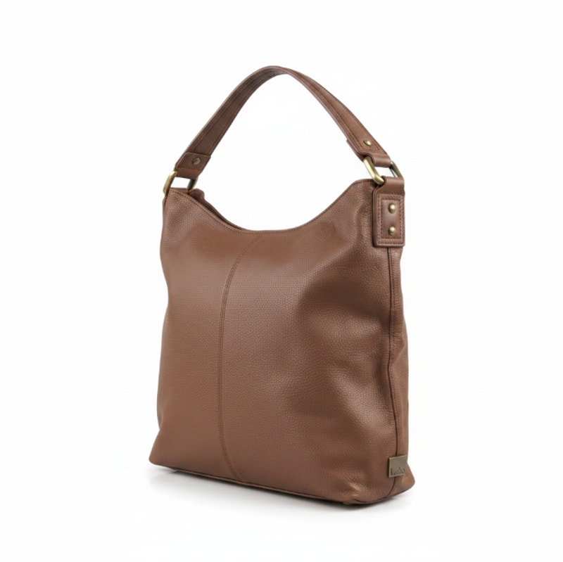 Kooba Handcrafted Pebbled Leather Saddle Slouchy Shoulder Tote Bag Brown Timeles